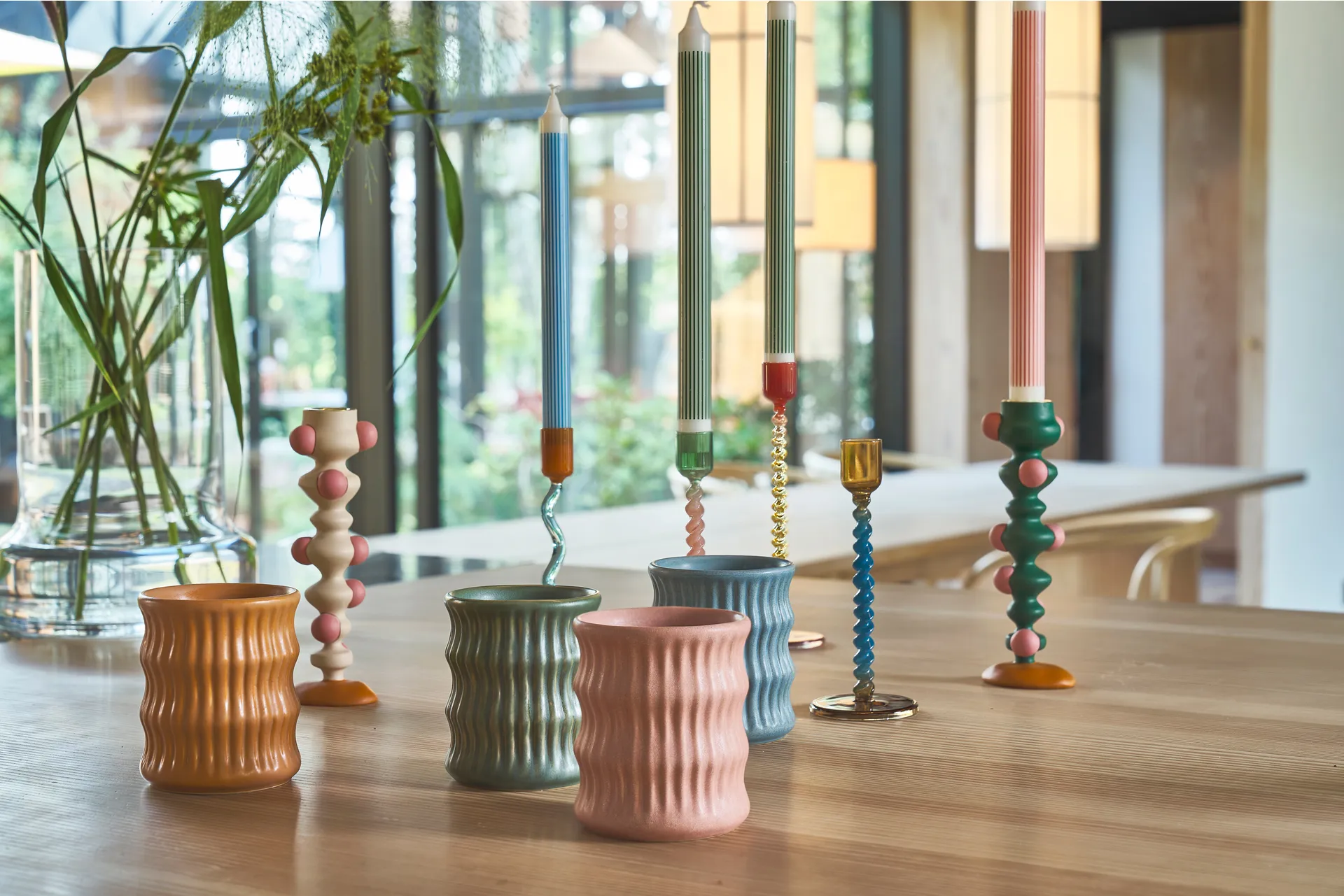 Styles mok met geribbeld patroon 30 cl 2-pack, Groen Villa Collection