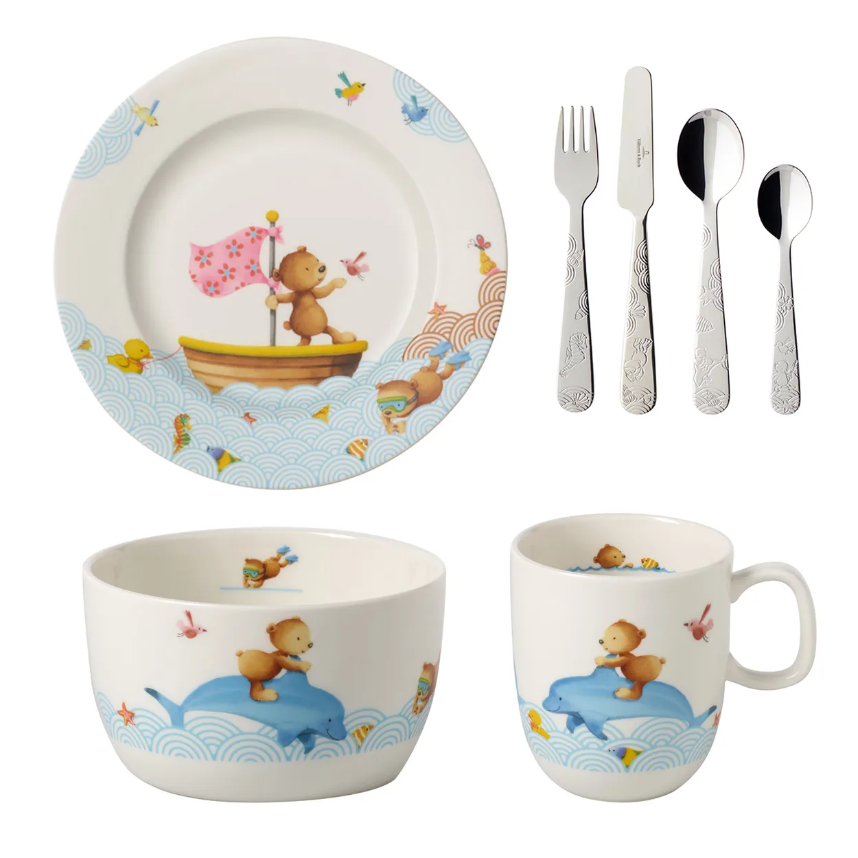 Villeroy & Boch Happy as a Bear kinderservies en bestek 7-delig