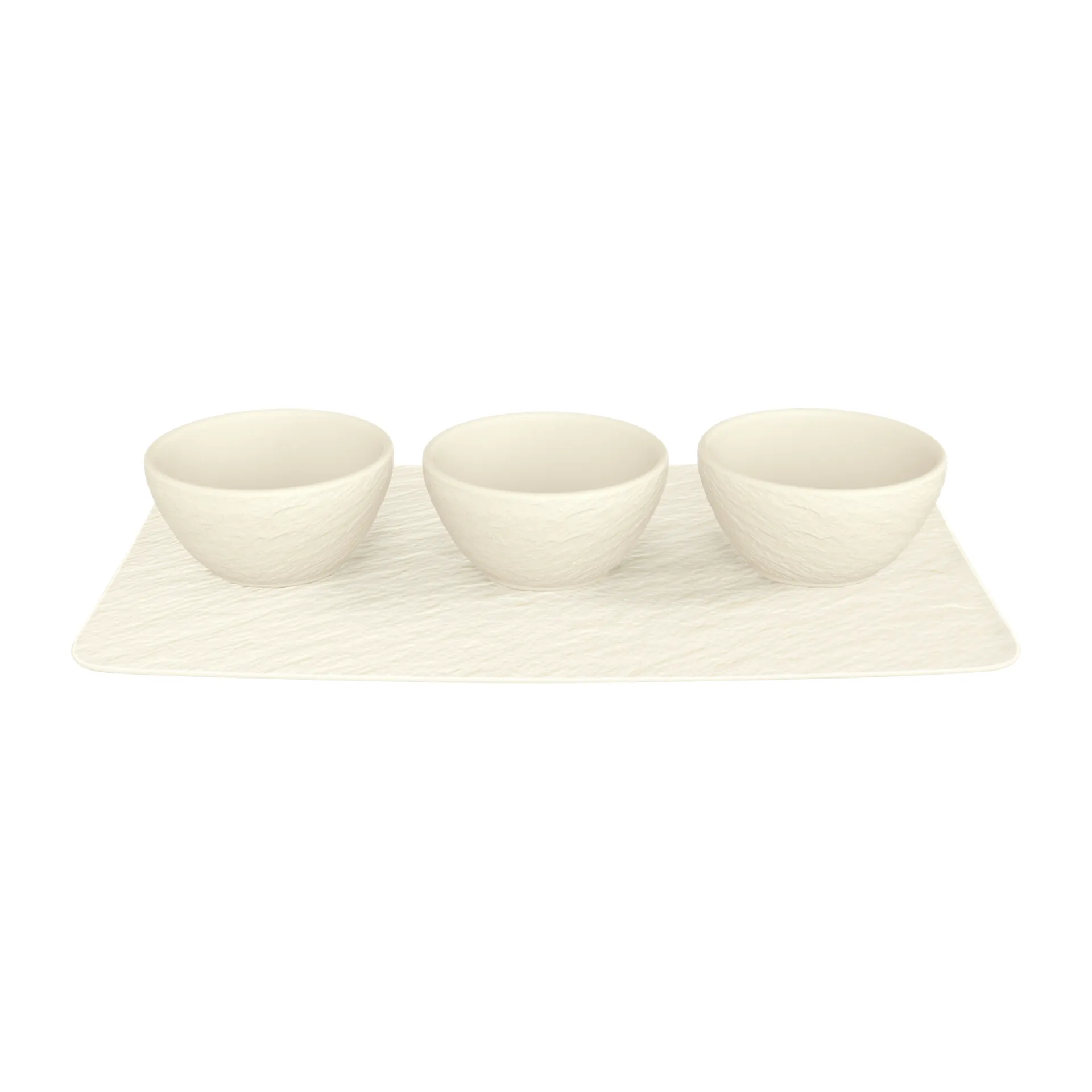 Manufacture Rock dipschaaltje 3 st. met serveerblad, Blanc Villeroy & Boch