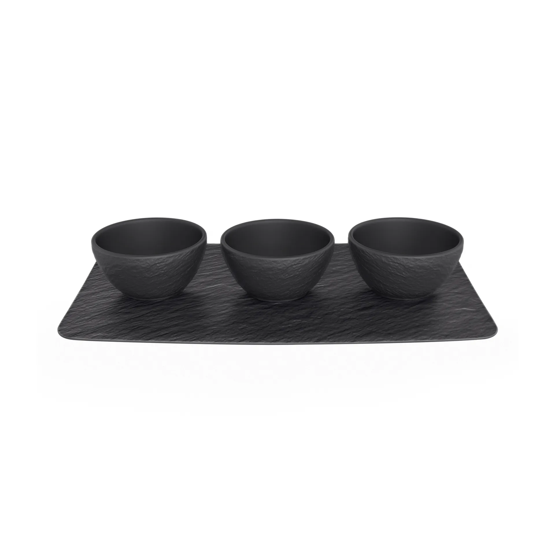 Manufacture Rock dipschaaltje 3 st. met serveerblad, Zwart Villeroy & Boch