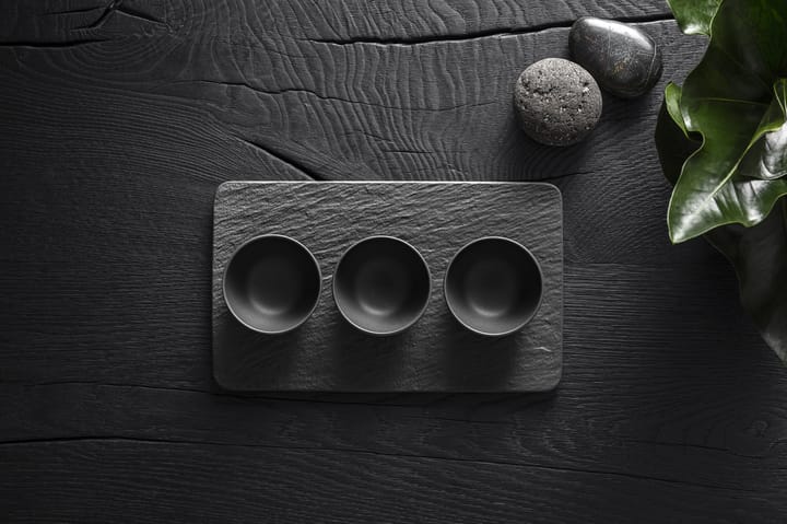 Manufacture Rock dipschaaltje 3 st. met serveerblad, Zwart Villeroy & Boch