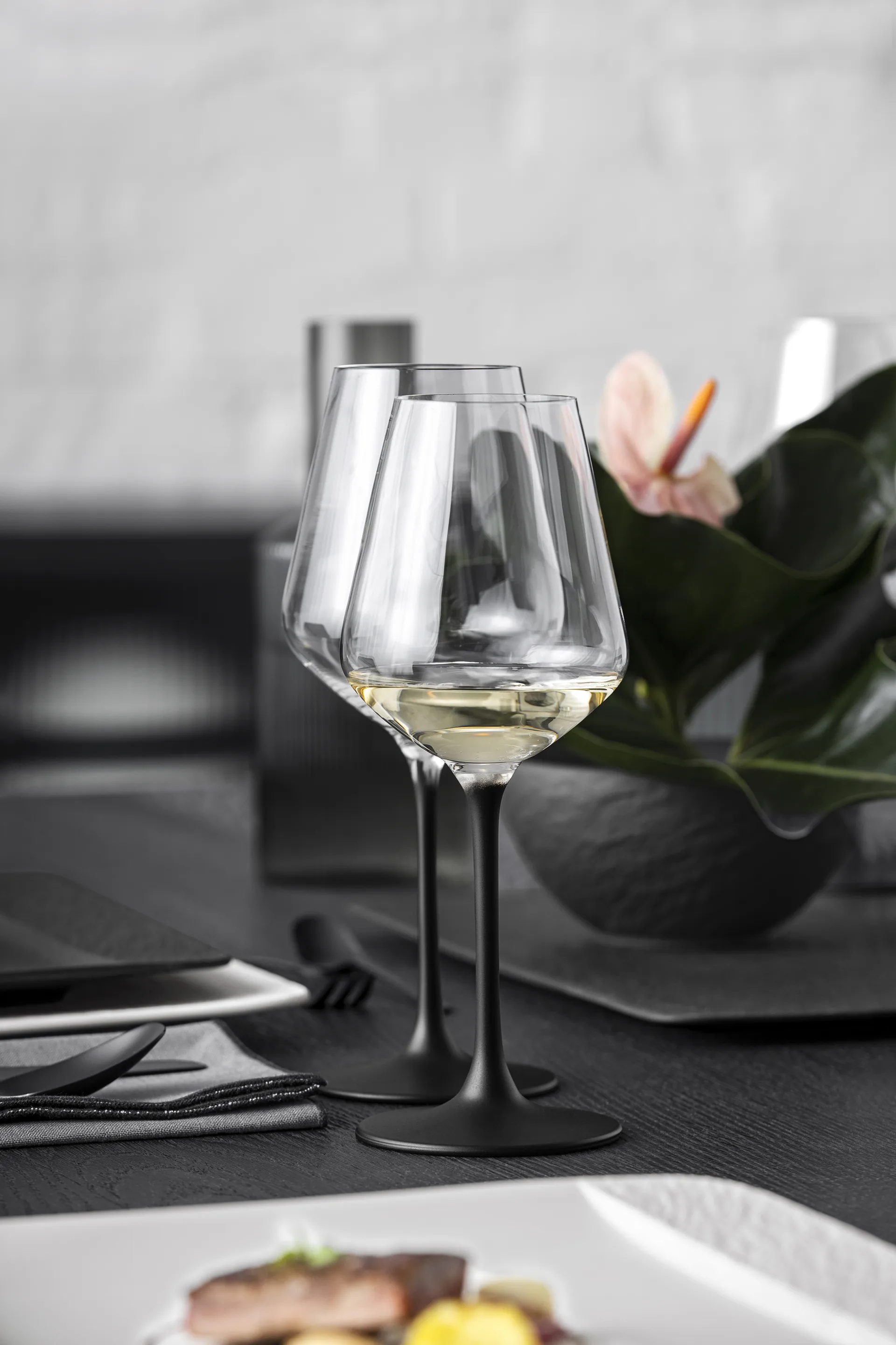 Manufacture Rock wittewijnglas 38 cl 4-pack, Transparant-zwart Villeroy & Boch