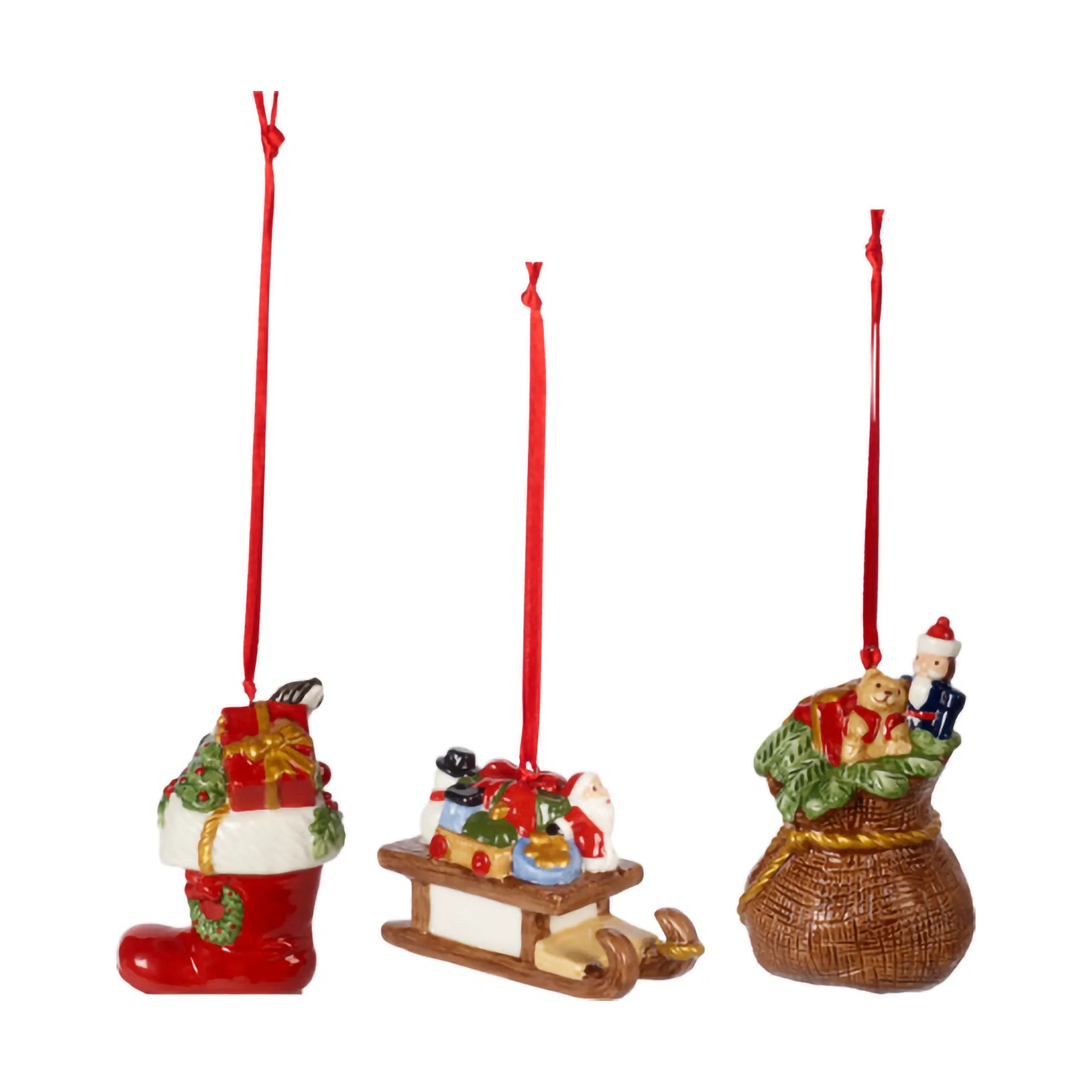 Nostalgische kerstboomhangers cadeaus 3-pack, Roodbruin Villeroy & Boch