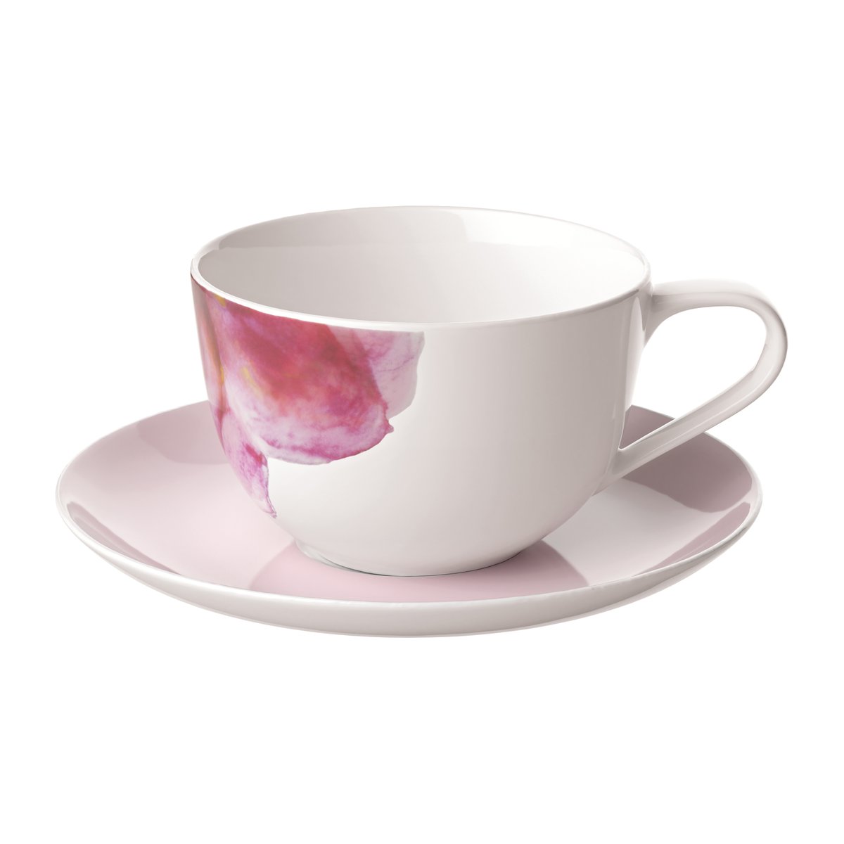Villeroy & Boch Rose Garden kop met schotel Roze-wit
