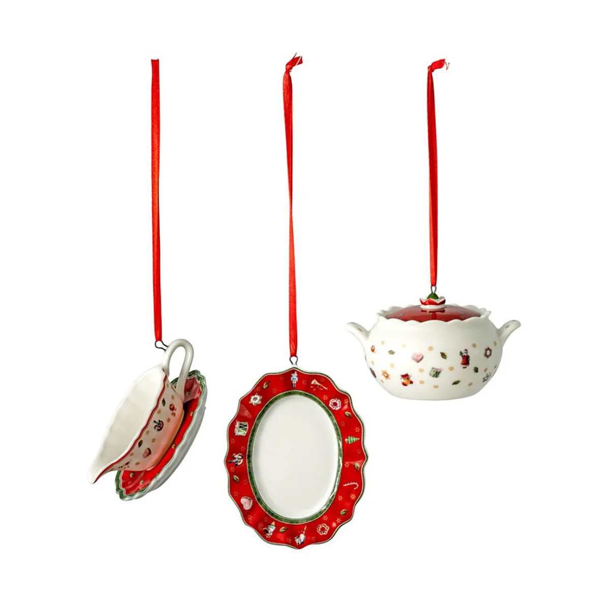 Toy's Delight kerstboomhanger servering 3-delig, Wit-rood Villeroy & Boch