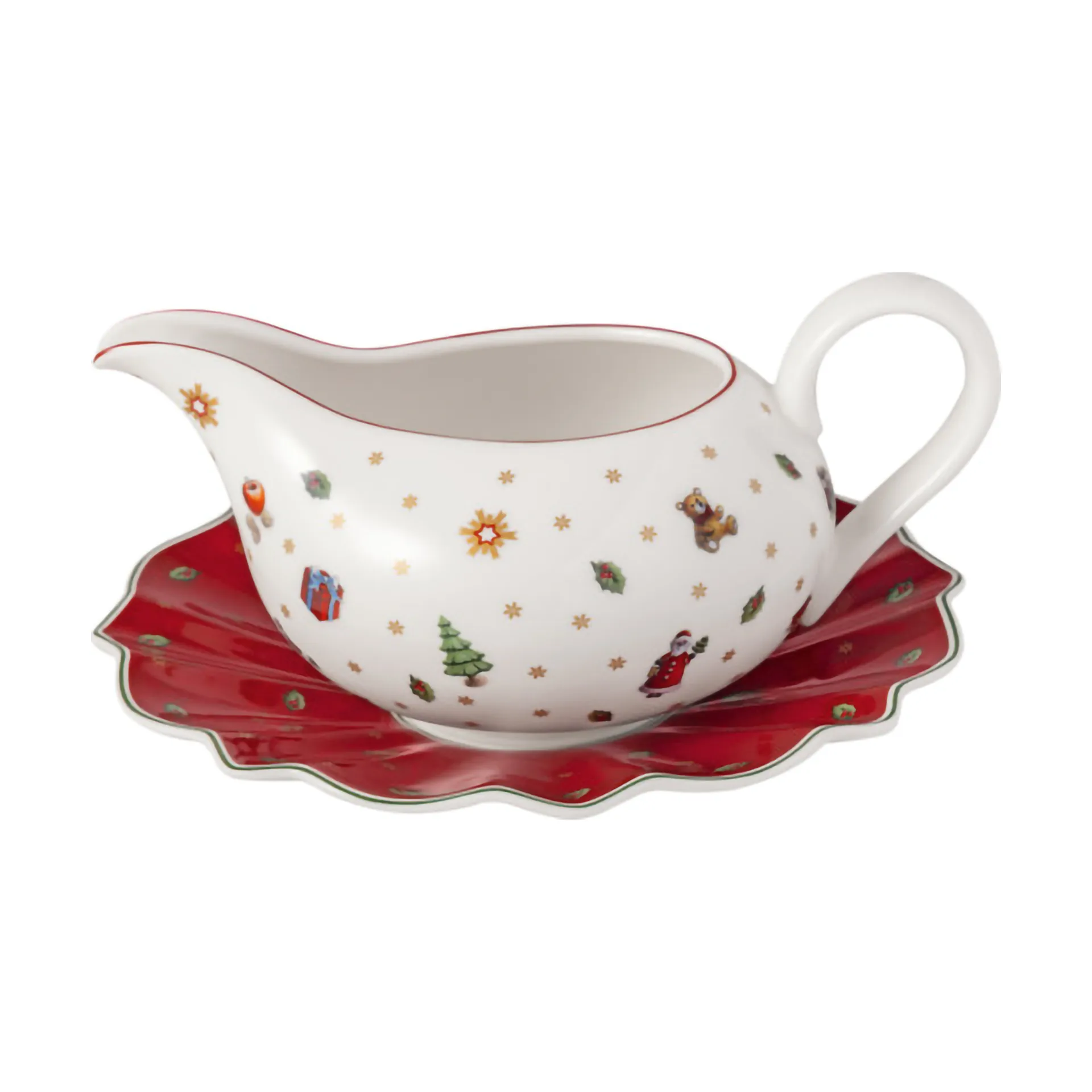 Toy's Delight sauskan 50 cl met schoteltje, Wit-rood Villeroy & Boch