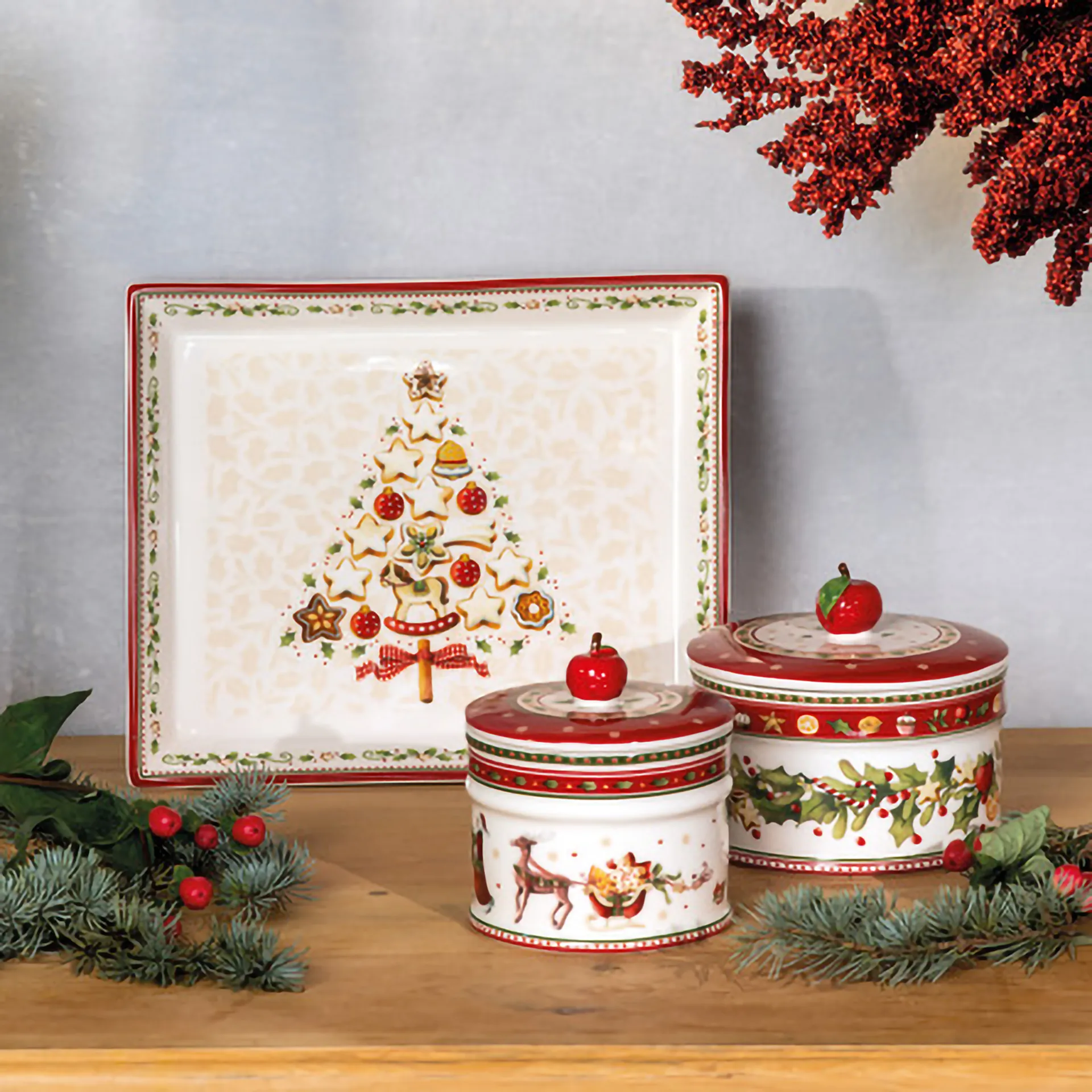 Winter Bakery koekjestrommel M 0,55 L, Wit-rood Villeroy & Boch