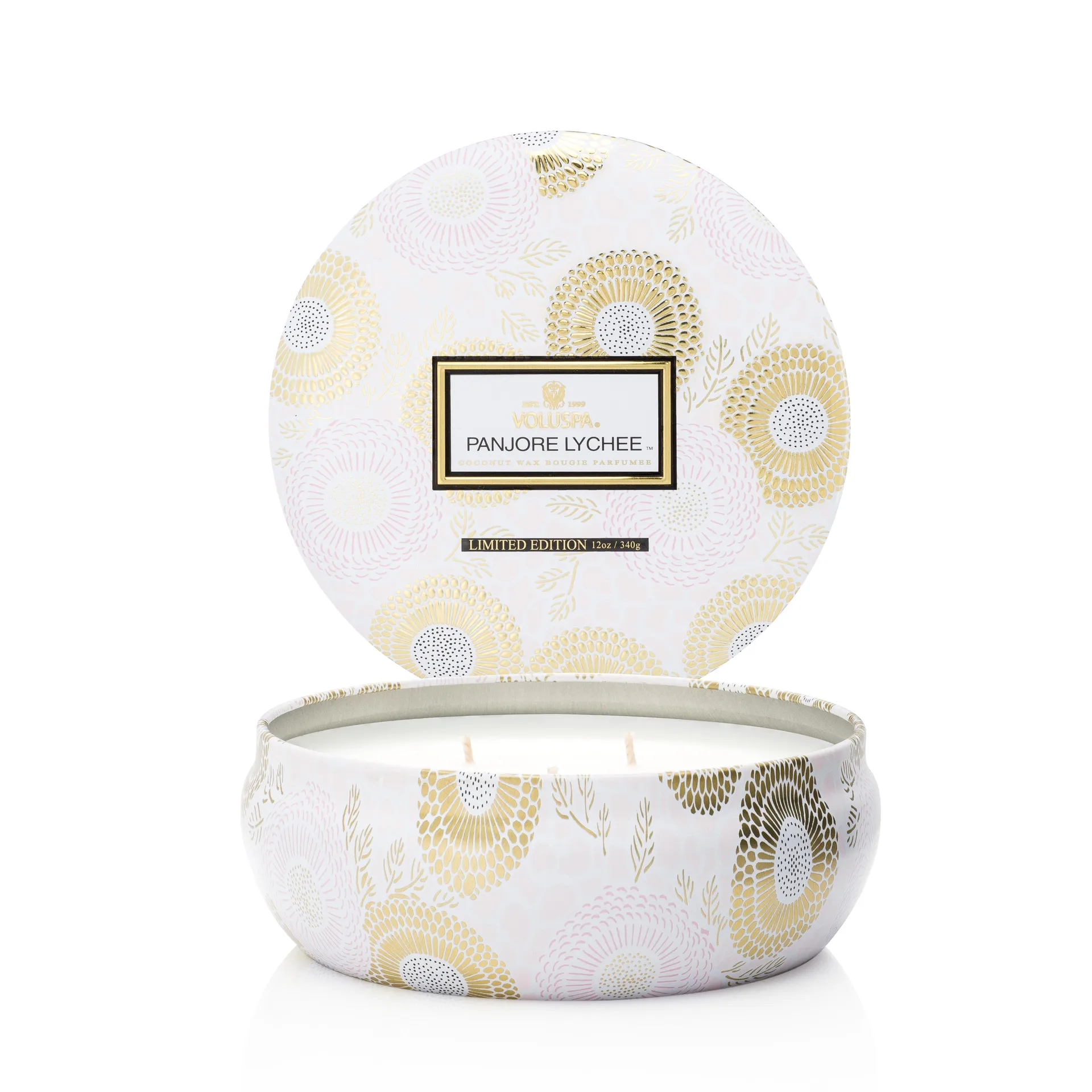 3-wick in a tin kaars 60 uur, Panjore Lychee Voluspa