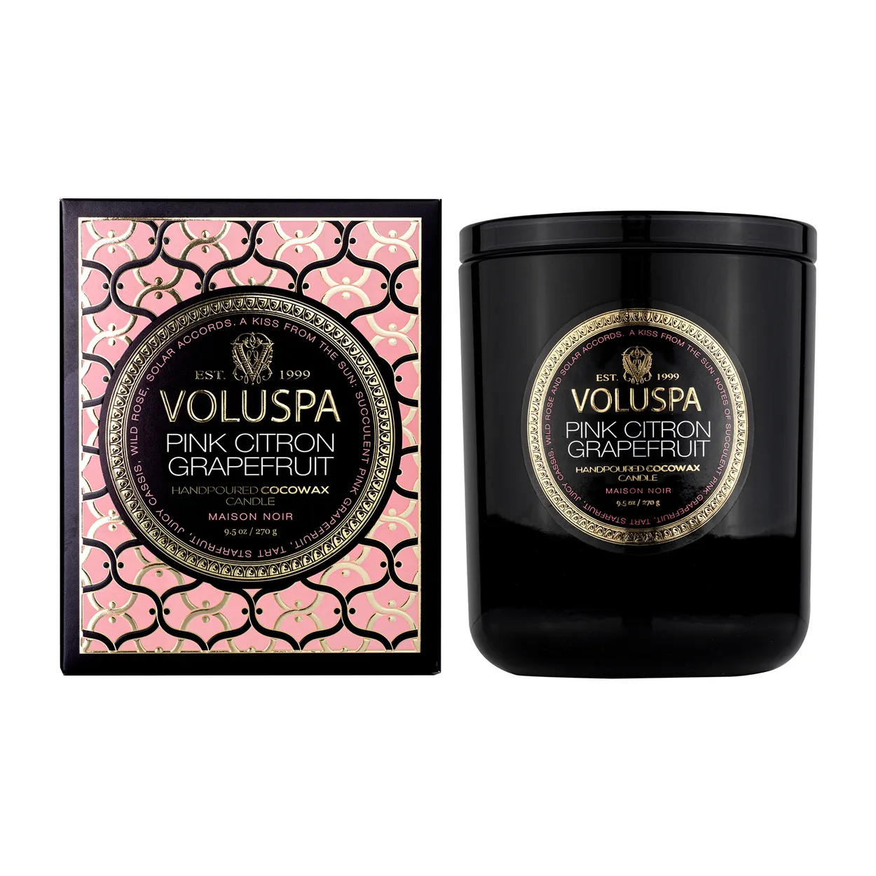 Voluspa Classic Maison Noir geurkaars 60 uur Pink Citron Grapefruit