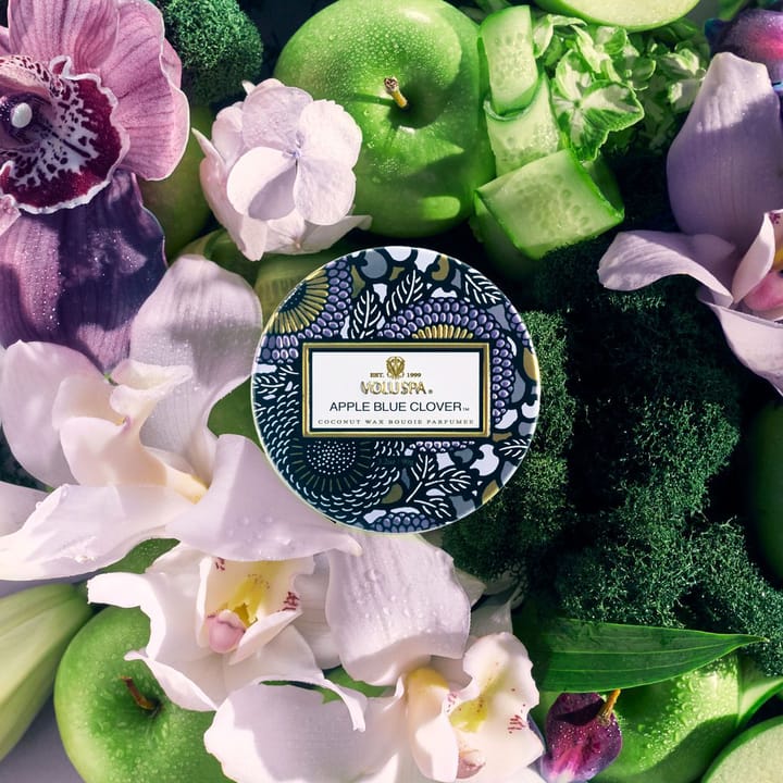 Geurkaars in glazen pot 25 uur, Apple Blue Clover Voluspa