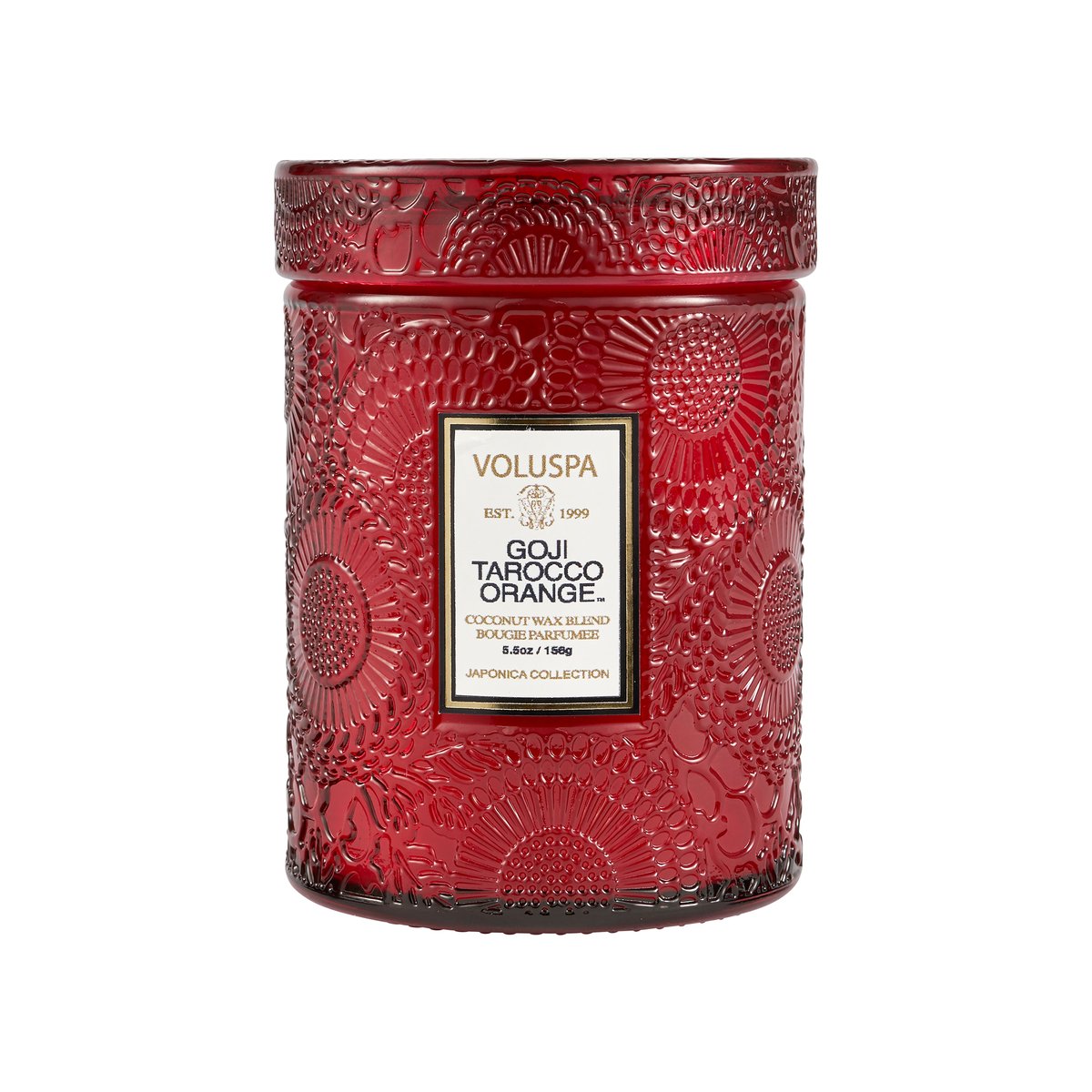 Voluspa Japonica geurkaars in glazen pot 50 uur Goji Tarocco Orange
