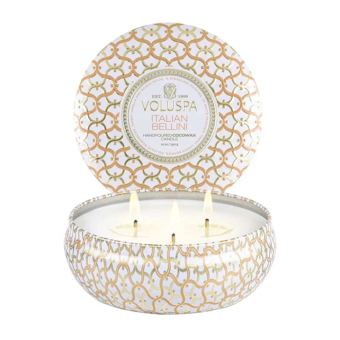 Maison Blanc 3-wick Tin geurkaars 40 uur, Italian Bellini Voluspa