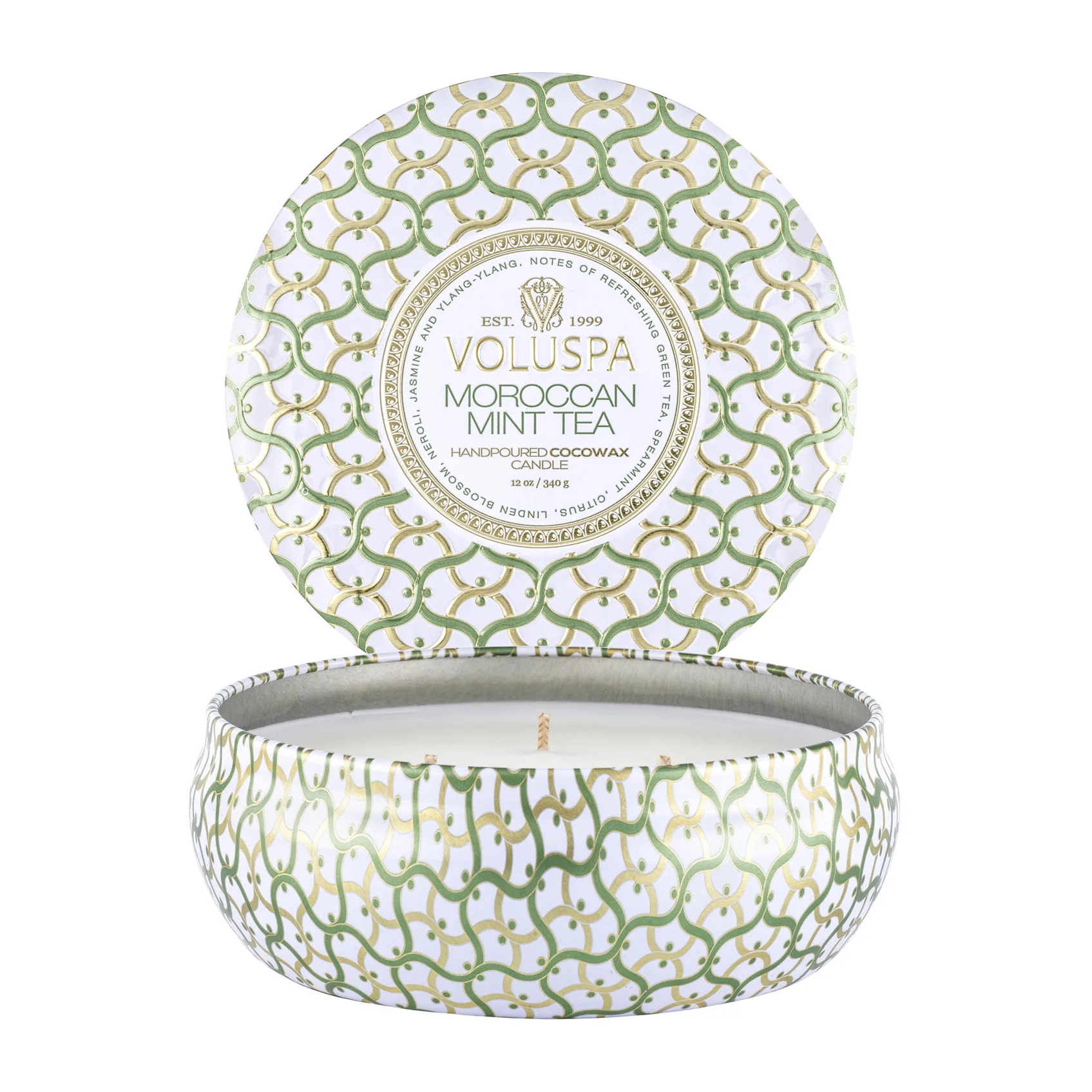 Maison Blanc 3-wick Tin geurkaars 40 uur, Moroccan Mint Tea Voluspa