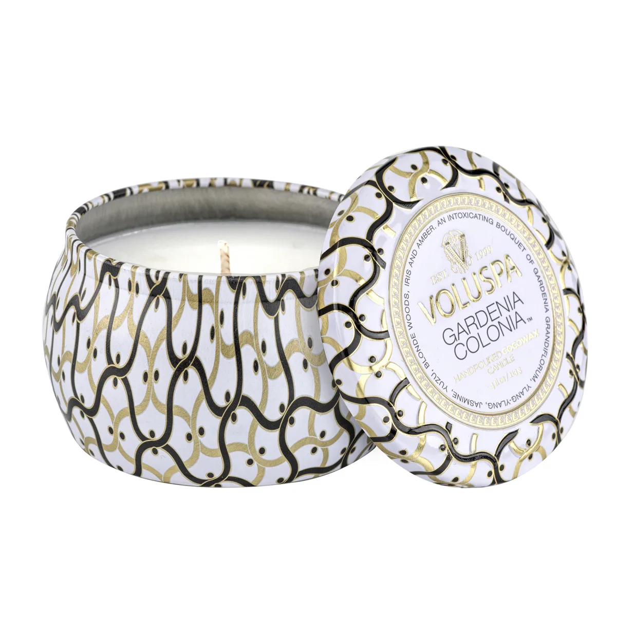 Maison Blanc Mini Tin geurkaars 25 uur, Gardenia Colonia Voluspa