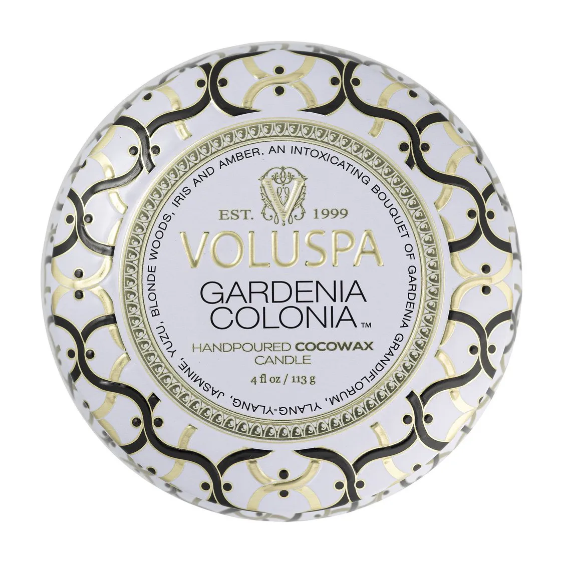 Maison Blanc Mini Tin geurkaars 25 uur, Gardenia Colonia Voluspa