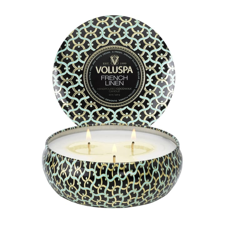 Maison Noir 3-wick Tin geurkaars 40 uur - French Linen - Voluspa