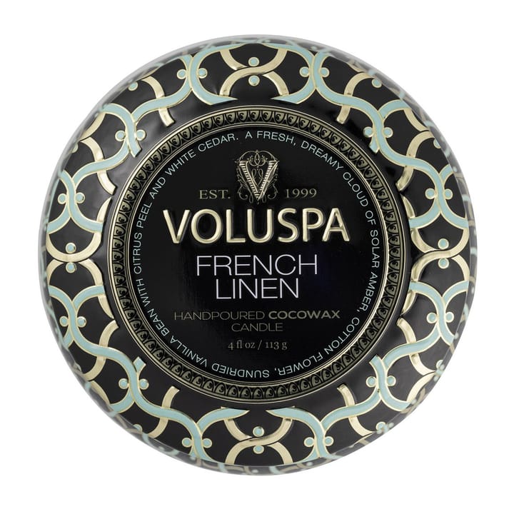 Maison Noir Mini Tin geurkaars 25 uur, French Linen Voluspa