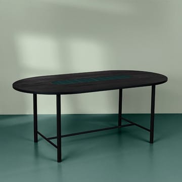 Be My Guest Eettafel - eikenhout zwarte olie, zwart stalen onderstel, groen keramiek, 100x180 - Warm Nordic