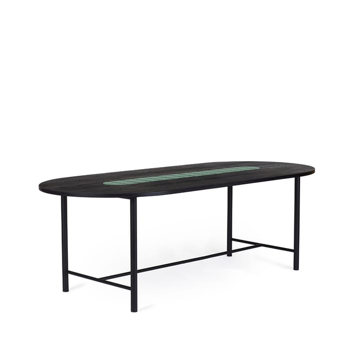 Be My Guest Eettafel - eikenhout zwarte olie, zwart stalen onderstel, groen keramiek, 100x220 - Warm Nordic