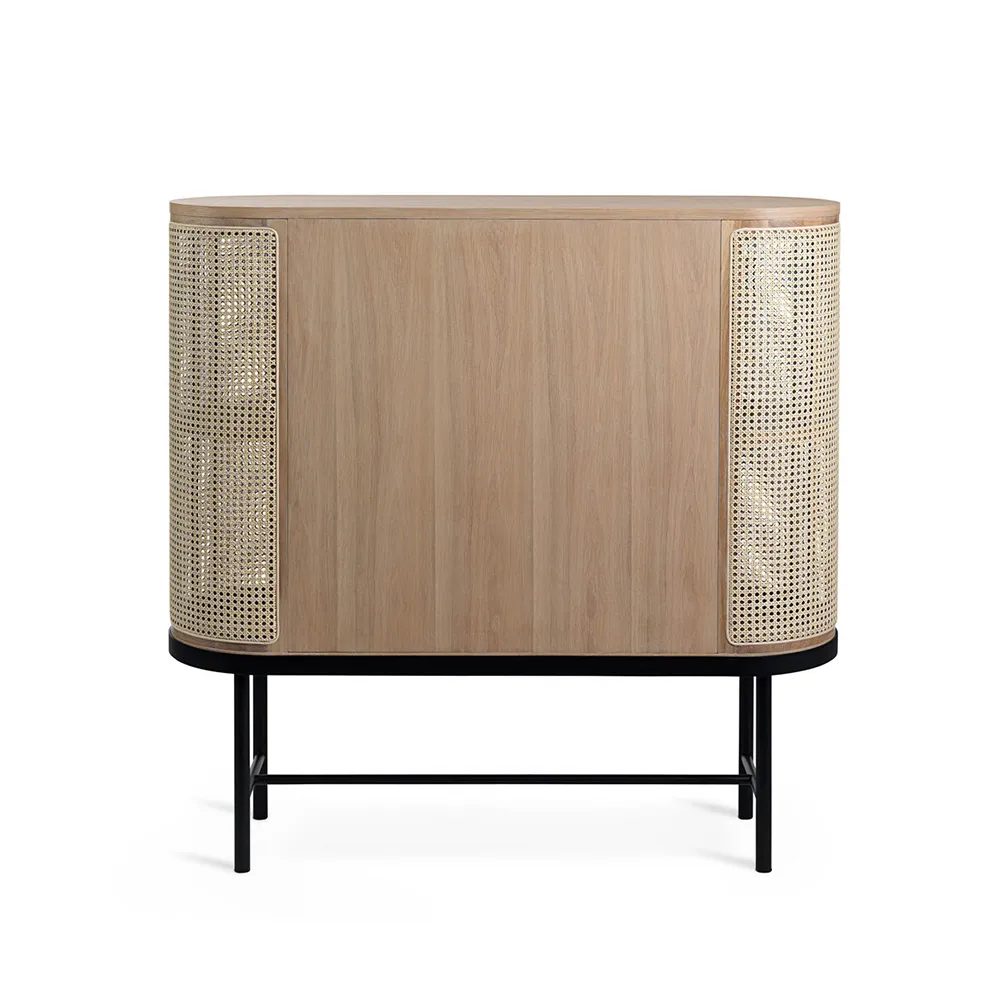 Be My Guest sideboard, rotan, witgeolied eikenhout, zwart stalen onderstel Warm Nordic