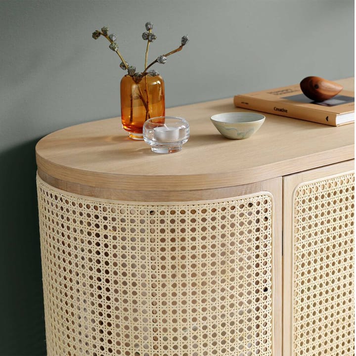 Be My Guest sideboard, rotan, witgeolied eikenhout, zwart stalen onderstel Warm Nordic