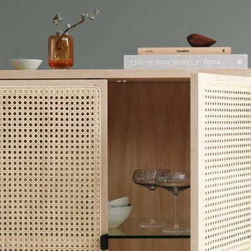 Be My Guest sideboard - rotan, witgeolied eikenhout, zwart stalen onderstel - Warm Nordic