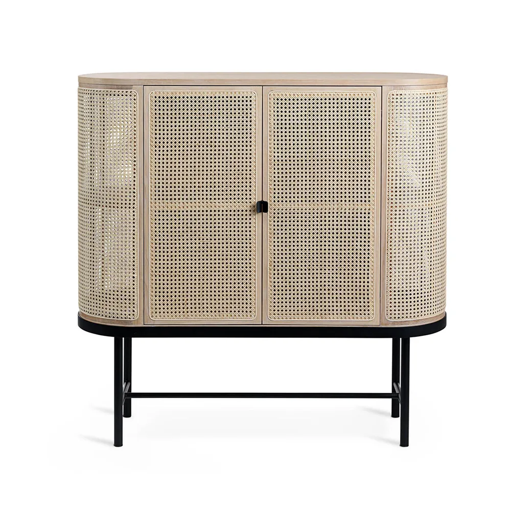 Be My Guest sideboard, rotan, witgeolied eikenhout, zwart stalen onderstel Warm Nordic