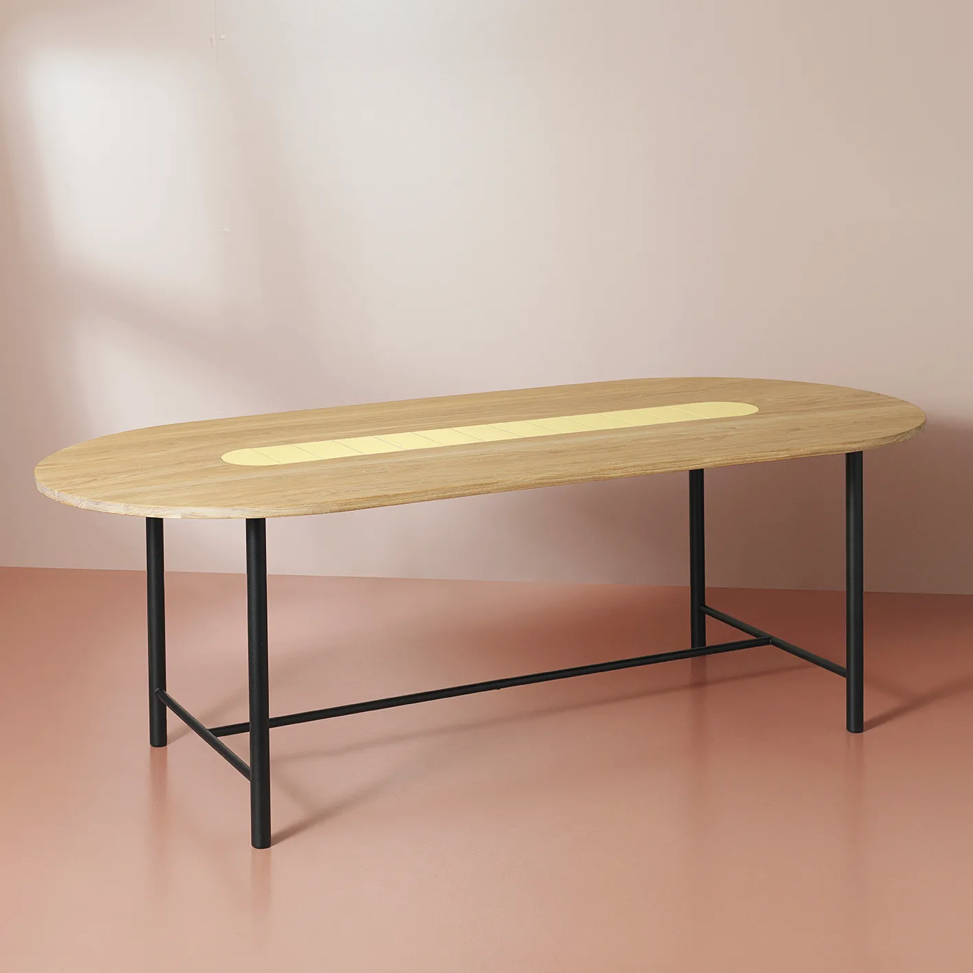 Be My Guest tafel 220 cm, Witgeolied eikenhout-geel Warm Nordic