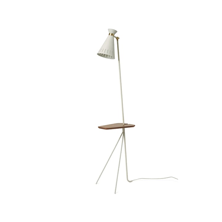 Cone vloerlamp - warm white, teak tafeltje, messing details - Warm Nordic