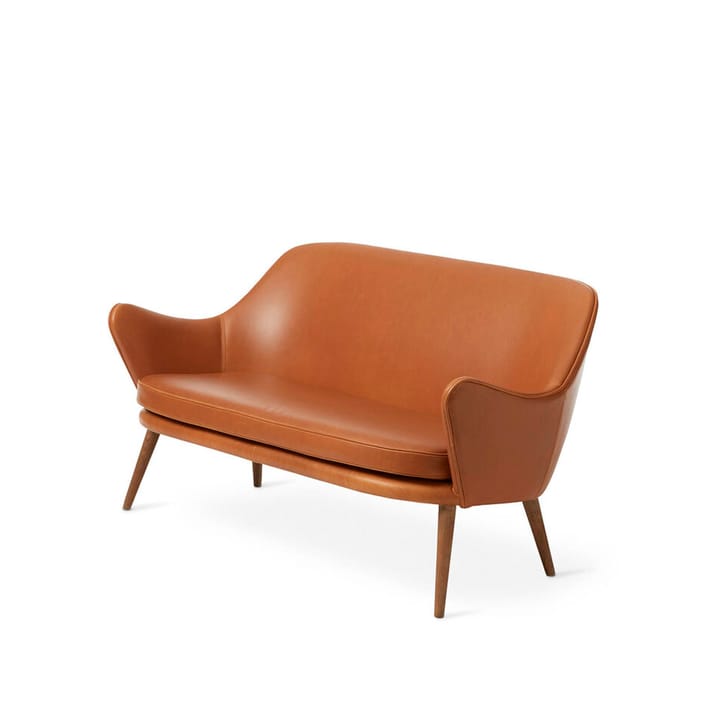 Dwell bank - 2-zits leer silk 250 cognac, poten van gerookt eikenhout - Warm Nordic