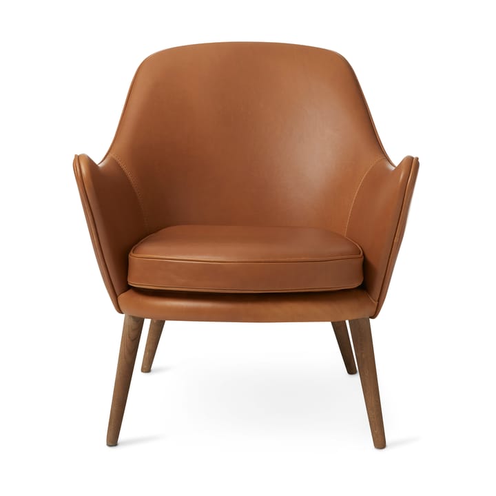 Dwell loungestoel, Silk 250 camel-poten van gerookt eikenhout Warm Nordic