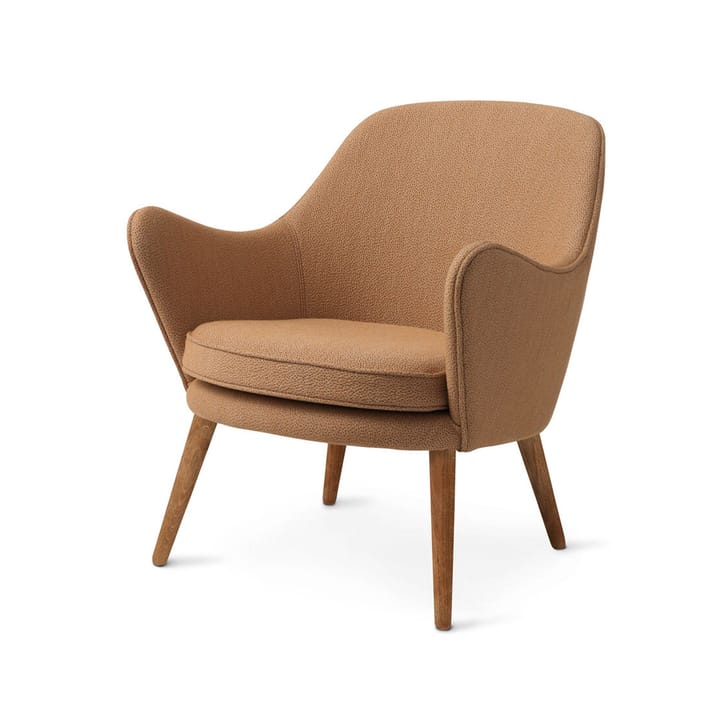 Dwell loungestoel - stof sprinkles 254 latte, poten van gerookt eikenhout - Warm Nordic
