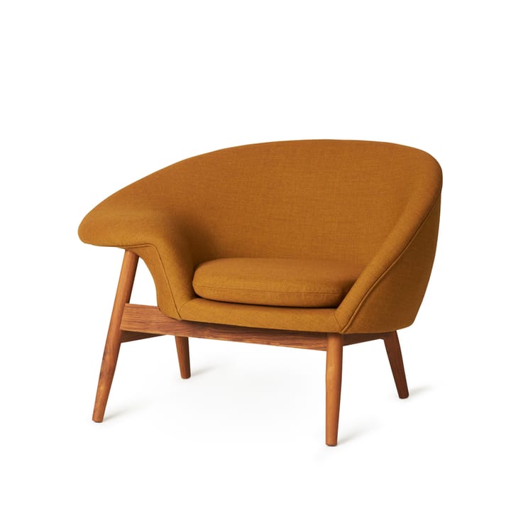 Fried Egg Fauteuil - stof canvas 424 dark ochre, geoliede teakhouten poten - Warm Nordic