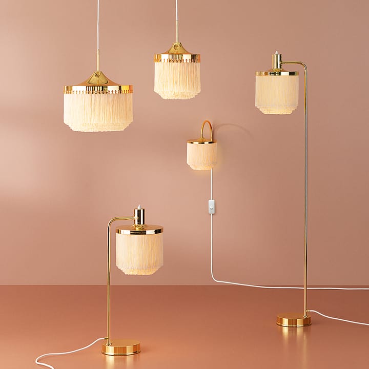 Fringe vloerlamp, cream white, met messing geplateerd staal Warm Nordic