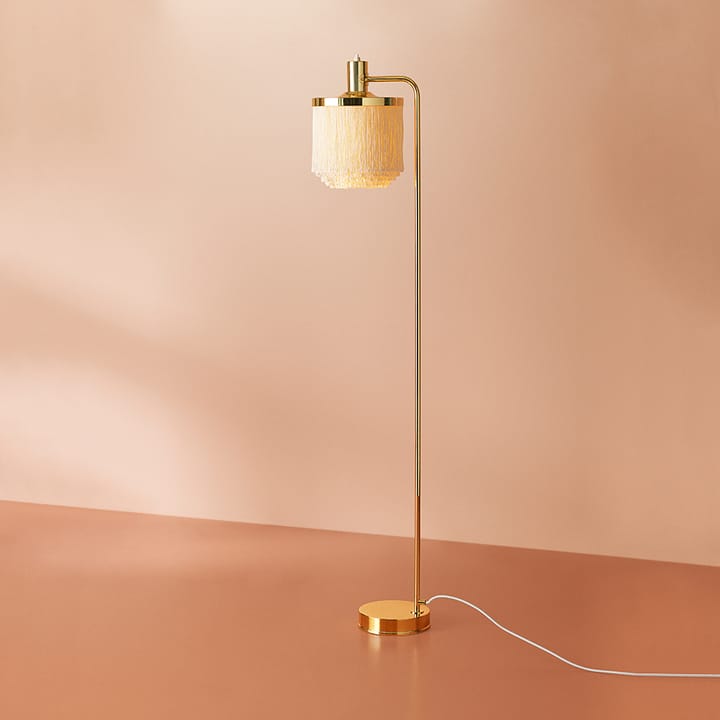 Fringe vloerlamp, cream white, met messing geplateerd staal Warm Nordic