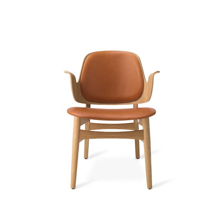 Gesture loungestoel - leer silk 250 cognac, witgeolied eikenhouten onderstel - Warm Nordic