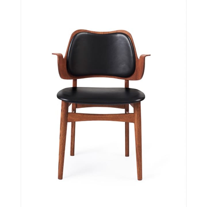 Gesture stoel, beklede zitting&rugleuning - leer prescott 207 black, teakgeolied eikenhouten onderstel, gestoffeerde zitting, gestoffeerde rug - Warm Nordic