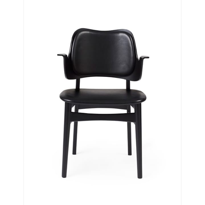 Gesture stoel, beklede zitting&rugleuning - leer prescott 207 black, zwartgelakt beukenhouten onderstel, gestoffeerde zitting, gestoffeerde rug - Warm Nordic