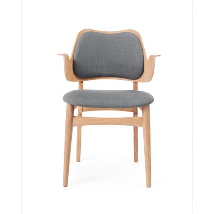 Gesture stoel, beklede zitting&rugleuning - stof canvas 134 grey melange, witgeolied eikenhouten onderstel, gestoffeerde zitting, gestoffeerde rug - Warm Nordic