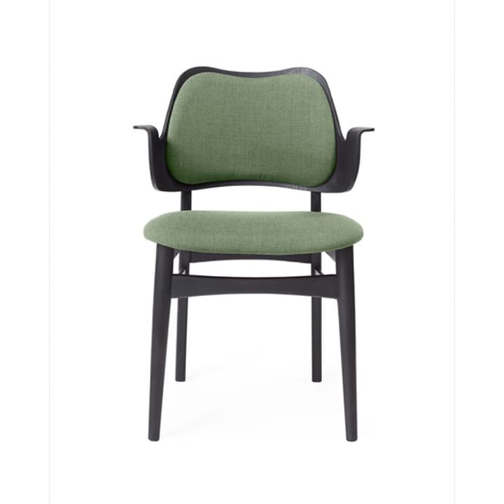 Gesture stoel, beklede zitting&rugleuning - stof canvas 926 sage green, zwartgelakt beukenhouten onderstel, gestoffeerde rug - Warm Nordic