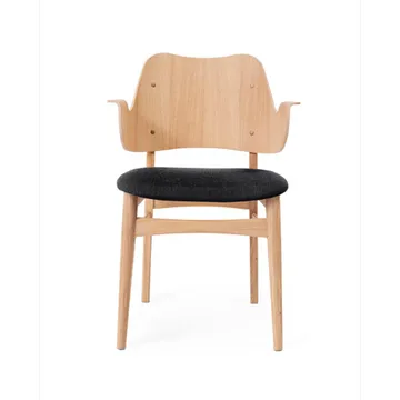 Gesture stoel, gestoffeerde zitting - Anthracite-witgeolied eikenhouten onderstel - Warm Nordic