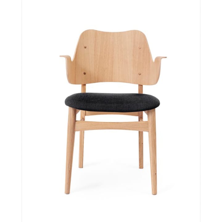 Gesture stoel, gestoffeerde zitting - Anthracite-witgeolied eikenhouten onderstel - Warm Nordic