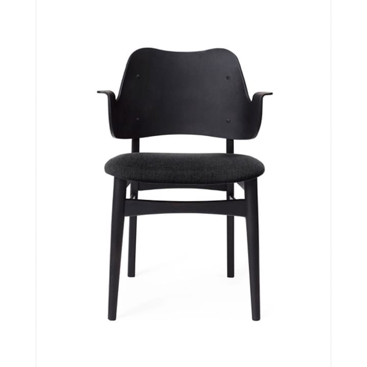 Gesture stoel, gestoffeerde zitting - stof anthracite, zwartgelakt beukenhouten onderstel - Warm Nordic