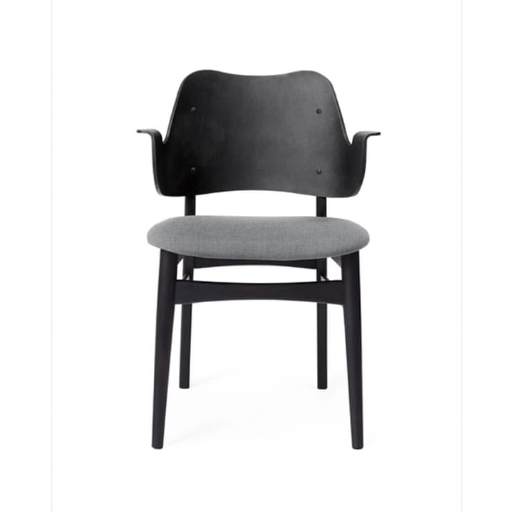 Gesture stoel, gestoffeerde zitting - stof canvas 134 grey melange, zwartgelakt beukenhouten onderstel, gestoffeerde zitting - Warm Nordic