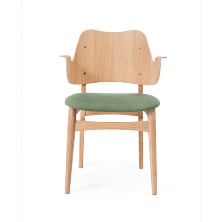 Gesture stoel, gestoffeerde zitting - stof canvas 926 sage green, witgeolied eikenhouten onderstel, gestoffeerde zitting - Warm Nordic