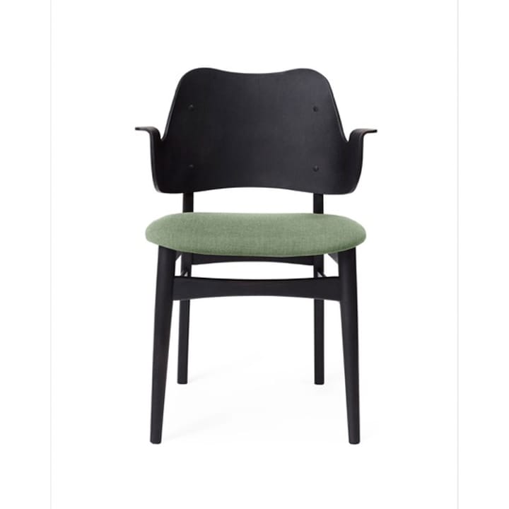 Gesture stoel, gestoffeerde zitting - stof canvas 926 sage green, zwartgelakt beukenhouten onderstel, gestoffeerde zitting - Warm Nordic