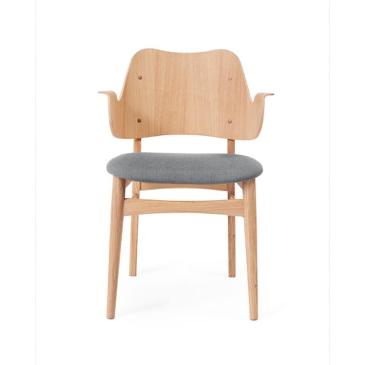 Gesture stoel, gestoffeerde zitting - stof grey melange, witgeolied eikenhouten onderstel, gestoffeerde zitting - Warm Nordic