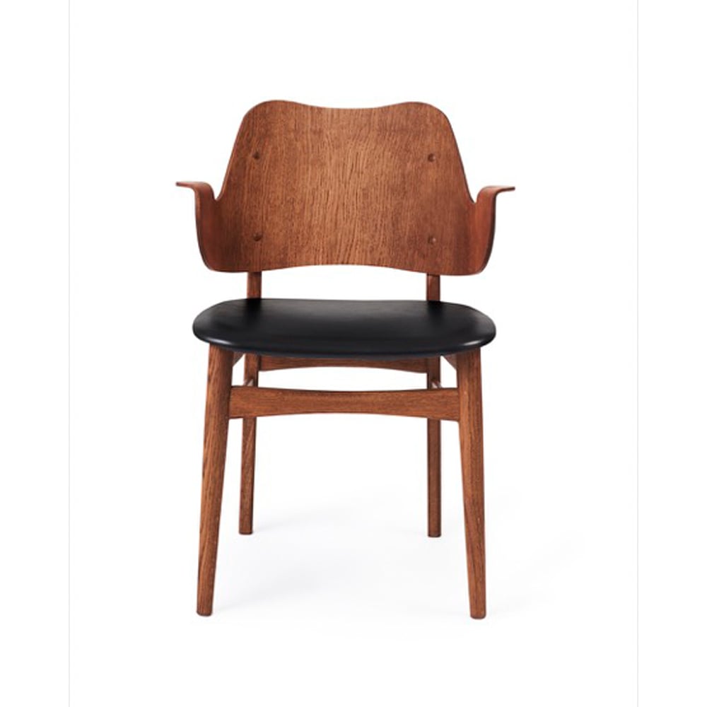 Warm Nordic Gesture stoel, gestoffeerde zitting stof prescott 207 black, teakgeolied eikenhouten onderstel, gestoffeerde zitting