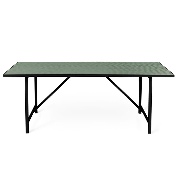 Herringbone Tile eettafel zwart onderstel, Forest green Warm Nordic