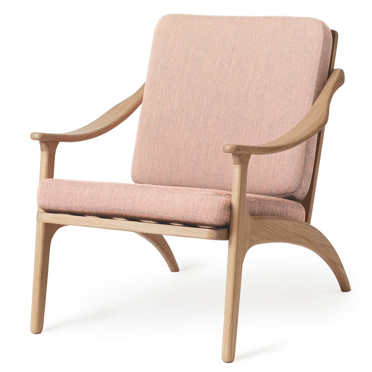 Warm Nordic Lean Back Canvas fauteuil witgeolied eikenhout Pale rose